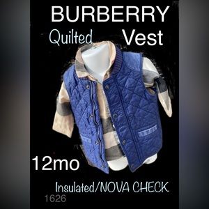 BURBERRY Baby Quilted VEST🔥Nova CHECK Lined/ Insulated/pockets🔥EUC🔥12 Months